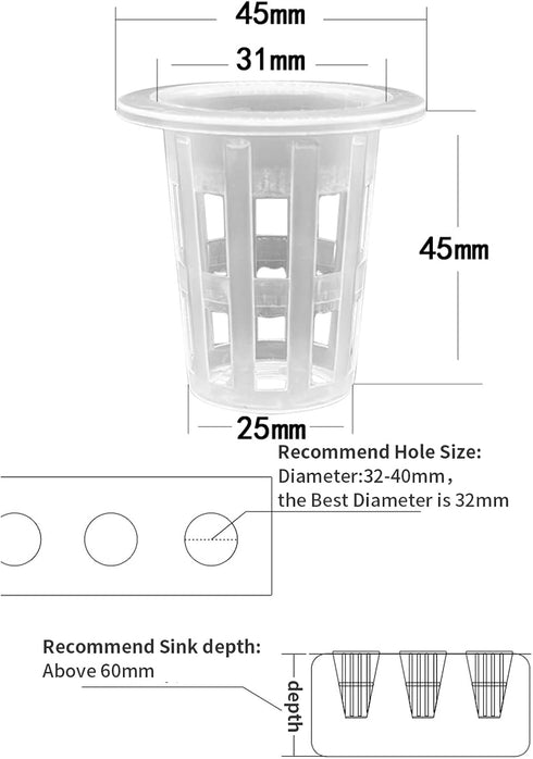 100 Pack 1 Inch Net Pots,Garden Slotted Mesh Net Cups Basket Hydroponic Pots Plant Nursery Pots for Hydroponics...