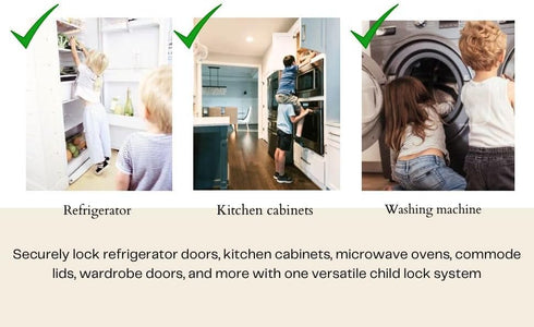 Generic Heavy Duty Child proofing Lock- Refrigerator Lock, Oven Lock, Kitchen Cabinet Lock, Washing Machine Lock for Kids Safety, Small, Black, TM...
