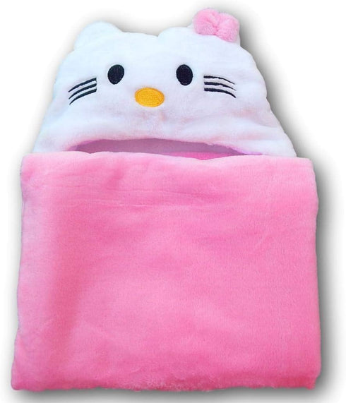 Hooded Toddler Blanket | Plush Soft Animal Baby or Infant Hoodie Blankie 36x27 + Hood (Light Pink)...