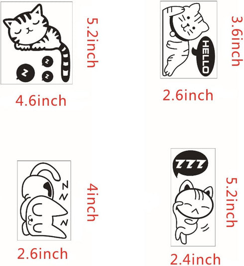 Removable Switch Sticker, 4 Pcs Cute Black Sleeping Cats Cartoon Wall Sticker, Light Switch Decor Decals, Family DIY Decor Art Car Stickers Home D...