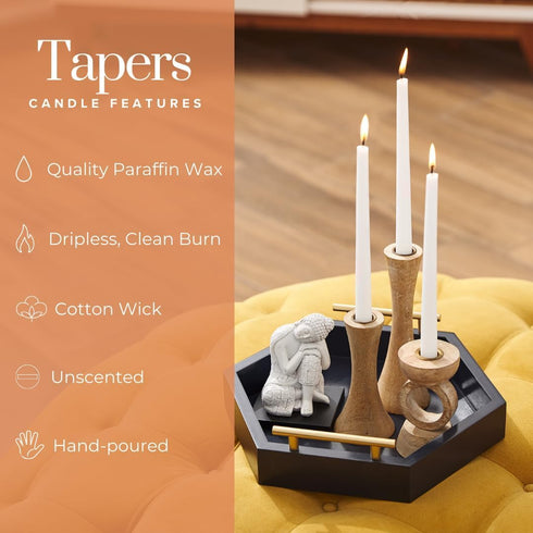 Simply Soson 10 inch White Taper Candle Sticks - Set of 30 Tall Candles, Dripless, Bulk...