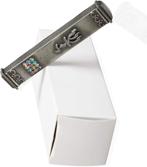 Holy Land Market Mezuzah with Scroll - 12 Tribes Ephod Hoshen Breastplate, 3 Inches, Silver, Kosher Option Available...