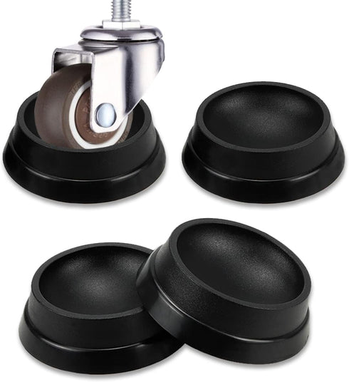 4PCS Furniture Wheel Caster Cups Rubber Non-Slip Foot Mats, Strong Grip Round Floor Protectors for Crib Wheels, Furniture Table Legs (Black)...