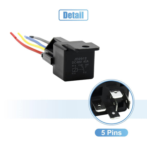uxcell 3pcs JD-2912 5 Pin DC 48V 40A Universal Car Vehicle Motor Fuse Relay Switch Power with Harness...