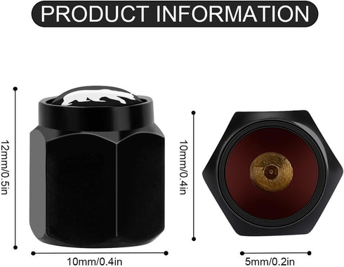 Brown Bear Tire Valve Stem Caps, Aluminum Black Stem Tire Valve Caps Universal Stem Covers for Cars, SUVs, Trucks, Bikes, Motorcycles, Bicycles (4...