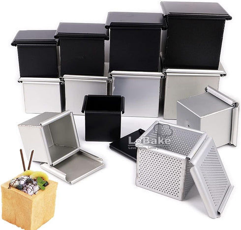 6 7 8 9 10cm Square Cube Smooth Nonstick Leaky Anodizing Aluminium Bread Box Mold with Lid Cake Toast Maker DIY Bakeware (6cm)...