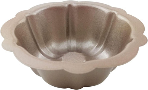 4 Inch Nonstick Mini Bundt Cake Pan, Set of 4 for Baking, Carbon Steel Fluted Cake Pans, Metal Round Pumpkin Shaped Cake Mould for Cupcake, Muffin...