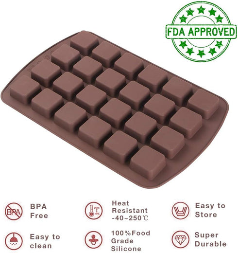 Webake Mini Brownie Pan Square Silicone Baking Mold for Keto Fat Bomb, Chocolate, Peanut Butter, Blondie...