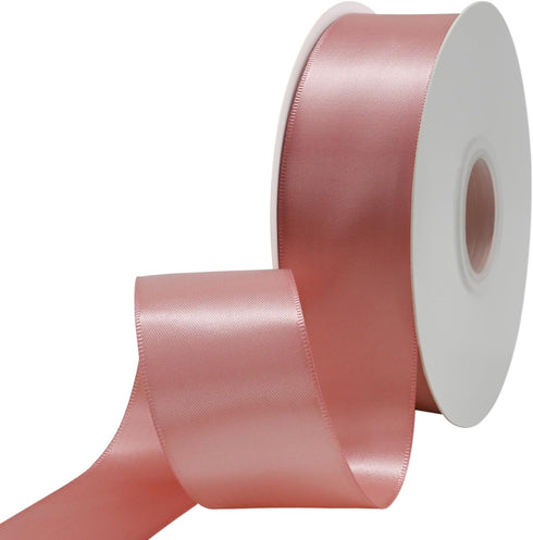 Pink Dusty Satin Ribbon 1 1/2 Inch x 50 Yards Double Faced Silk Ssatin Ribbon for Gift Wrapping, Flower Bouquet, Wreaths, Cuuting, Wedding, Ceremo...