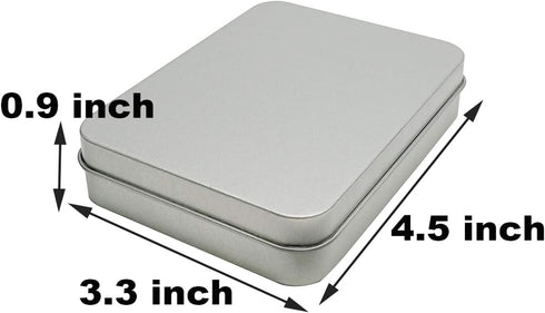 2 Pcs Metal Box Kit - Hinged Portable Storage Boxes 4.5x3.3x0.9 inch, Silver with Lid...