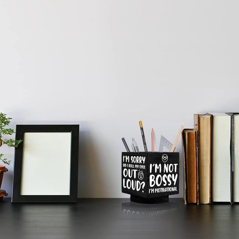 Wooden Spinning Pen Holder for Desk I'll Remember It Later Pencil Holder Cute Organizer Funny Desk Decor Pencil Case Art Supply Storage Box for Ho...