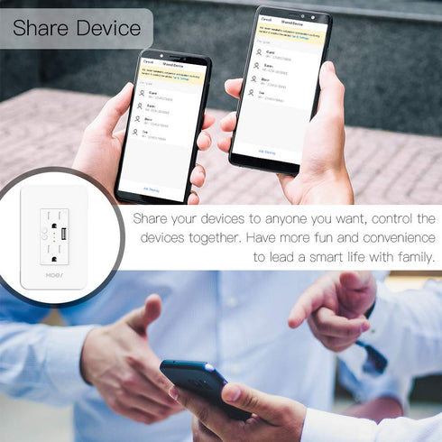 MOES WiFi Smart Wall Outlet,15A Divided Control 2 in Wall Socket with USB Interface,Smart Life/Tuya APP Remote Control Compatible with Alexa and G...
