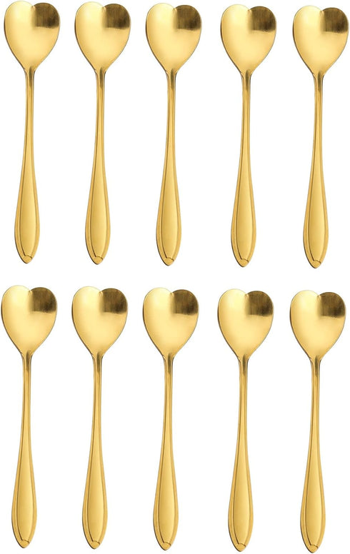 20 Pieces Stainless Steel Coffee Spoon Creative Dessert Spoons for Sugar, Stir, Ice Cream, Cake, Teaspoon Set Heart Shaped Spoons Gold...