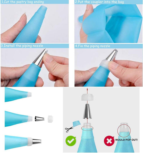 Piping Bag and Tips Cake Decorating and Baking Supplies Kit Includes Cupcake Icing Tips with Pastry Bag...