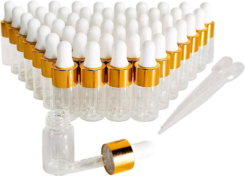 50PCS Transparent Sample Dropper Bottles, 3 ml Mini Essential Oil Dropper Bottles, Perfume Bottles with 2 Plastic Droppers for Travel Test Samples...