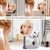MILEDUO Rechargeable Travel Makeup Mirror with Lights, 6.3 inch Foldable Compact Mirror 850mAh Battery, 3 Color Light Touch Screen for Travel and ...