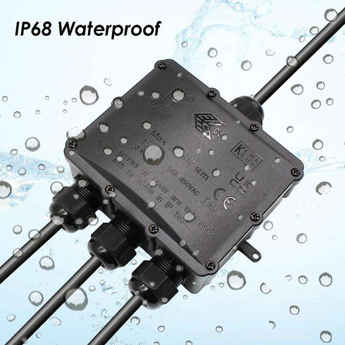IP68 Waterproof Junction Box, 4-Way Outdoor Cable Connectors with 4 Cable M25 Gland Wire Connector Electrical Junction Box for 4-14 mm Diameter Ca...