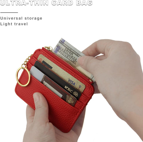 Credit Card Holder 2 Pcs Slim Wallet and Credit Card Wallet,Small Pocket Wallet,Key Zipper Coin Purse,2023 New Business Card Holder for Men and Wo...