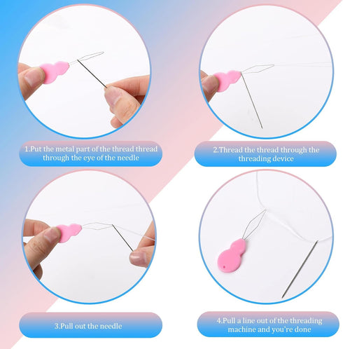 42 Pieces Plastic Needle Threaders, Gourd Shaped Wire Loop DIY Needle Threaders Hand Machine Sewing Tool Needle Threader for Sewing Crafting Knitt...