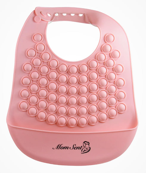 Momsent Silicone Bib for babies and toddlers. Sensory Fidget Popper Adjustable, waterproof, BPA Free. (Pink, blue)...