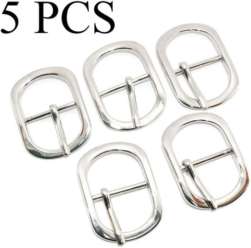 Halter Buckle 5PCS 1" Silver Oval Center Bar Belt Buckles Single Prong Strap Buckles Tri-Glide Slide Buckles...