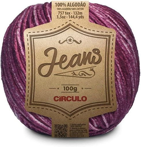 Circulo Jeans Cotton Yarn, 100% Brazilian Cotton Yarn - Cotton Yarn for Crocheting and Knitting, Yarn Art Jeans- DK Weight Yarn, 144yds and 3.5 oz...