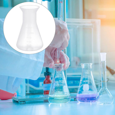 12pcs Flask, Bottle Kit Learning Mouth Supplies Ml Container Erlenmeyer Wide Triangular for Bottles Professional Scientific Plastic of Flask- Cone...