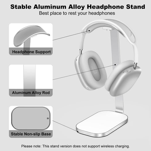 Headphone Stand for AirPods Max, Headset Holder with Aluminum Supporting Rod, Heavy Base Desk Stand Headphones Support Accessory for All Headphone...