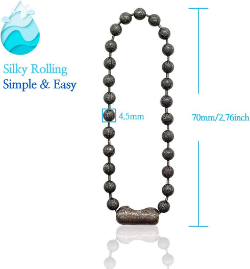 Antique Nickel Shower Curtain Hooks, 6 Inch Ball Chain Design, 12 Pack Rust-Resistant Metal Curtain Rings for Bathroom Rods, Heavy Duty 4.5mm Show...