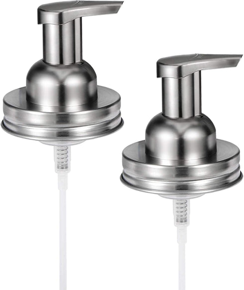 Amolliar Mason Jar Foaming Soap Dispenser Pump Lids, Rustproof Stainless Steel Lid Plastic Pump for Regular Mouth Mason Jar, Kitchen Bathroom Farm...