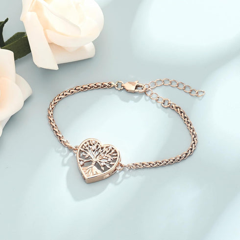 shajwo Cremation Jewelry Tree of Life Heart Urn Bracelet for Human Ashes for Women Men Adjustable Memorial Keepsake Link Bracelet...