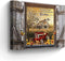 Farmhouse Canvas Wall Art Red Old Tractor Picture Kitchen Wall Decor Rustic Sunflowers Country Painting for Bedroom Bathroom Living Room Prints Ar...