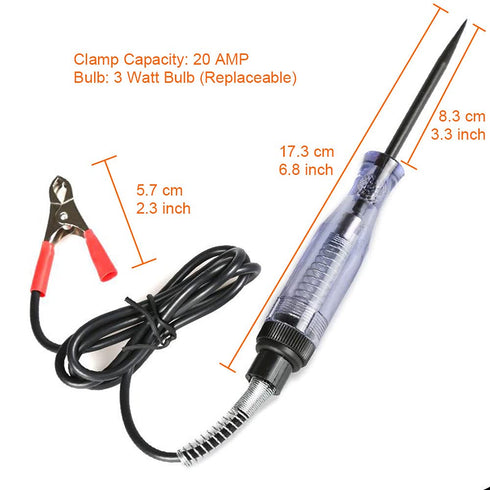 Automotive Circuit Tester, 6-24V Test Light Indicator with Sharp Carbon Probe for Fuse Testing, Light Sockets, Short Circuits, Wires, Electricians...