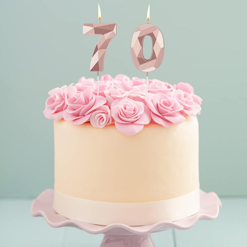 Nuanchu 70th Birthday Candles, Happy Birthday Cake Topper 3D Diamond Shape Numeral Sparkler Number Candles for Men Women Party Wedding Decoration ...