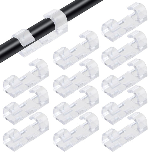 120Pcs Self Adhesive Transparent Cable Clips Wire Holder Sticky Heavy Duty Cable Clips Tidy and Organizer Drop Cord Management for TV PC Laptop Et...