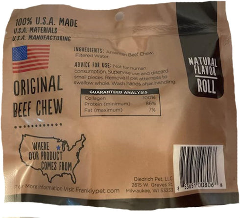Frankly Beefhide Retriever Roll 2 ct, 100% U.S.A Made to Certified Food Safety Standards...
