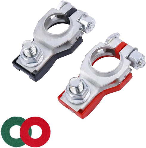 Battery Terminal Connector, Positive and Negative 1 Pair Battery Terminal Adapter Set, Top Post Battery Cable Terminal Connectors with 2 Washers, ...