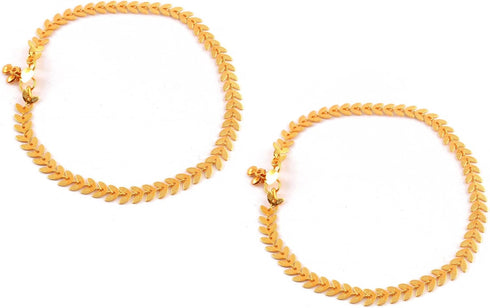 My Pet Elephant JewarHaat Indian Gold Plated Anklet Leaf Patti Design Fashionable Payal Fashion Jewelry for Women...