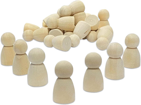 100 Pieces Wood Peg Dolls Unfinished Wooden People Craft Blank Family Figures 5/8 x 1-1/4 inch...