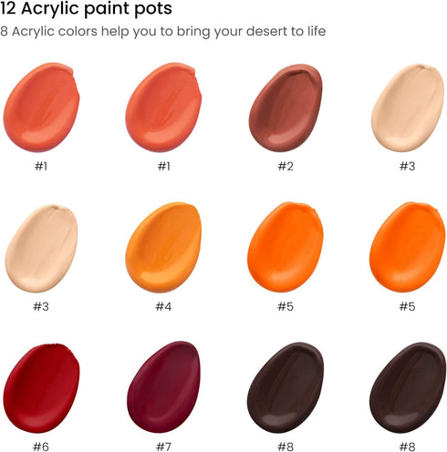 ARTEZA Paint by Number for Adults, 12x16 Inches, 21 Pieces, Desert Paint by Numbers Kit, Comes with 1 Canvas Panel, 12 Acrylic Paint Pots, 5 Paint...