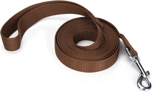 Strong Durable Nylon Dog Training Leash, 1 Inch Wide Traction Rope, 6 ft 10ft 15ft Long, for Small and Medium Dog (Brown, 10 Feet)...
