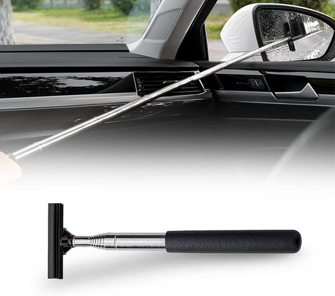 Car Rearview Mirror Wiper Retractable Wiper Long Handle Car Cleaning Tool Car Side Mirror Scraper, Car Accessories-Black...