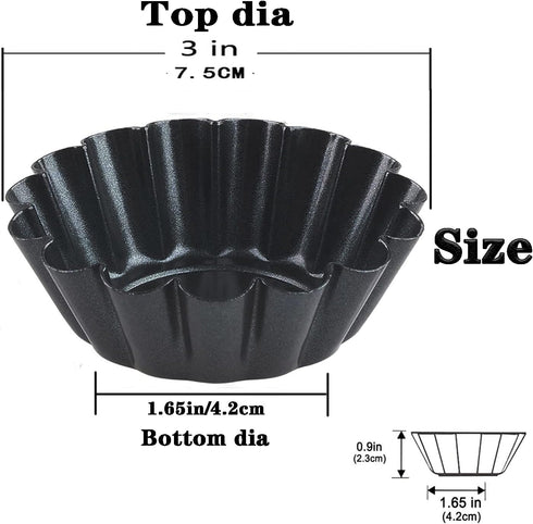 Egg Tart Molds 12PCS Tart Pan, Mini Carbon Steel Non Stick Tart Pans, Tart Molds For Baking (3 inch)...