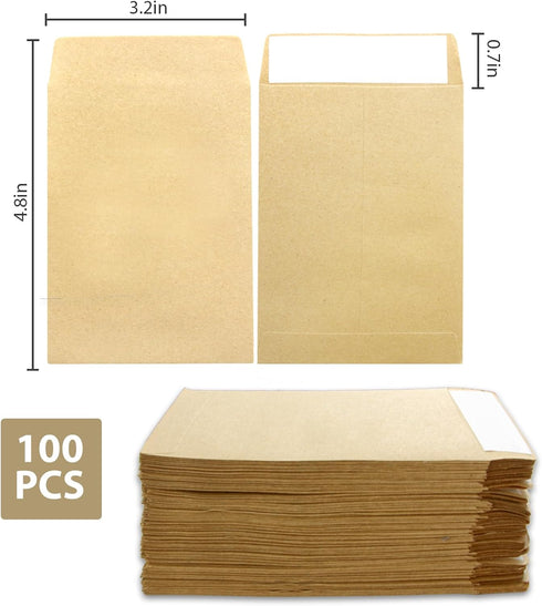 100 Pack Coin Envelopes 3.23"×4.53",Fully sealed seed envelope,Fully sealed seed envelope?Kraft Small Coin Envelopes,Seed Envelopes, Mini Envelope...