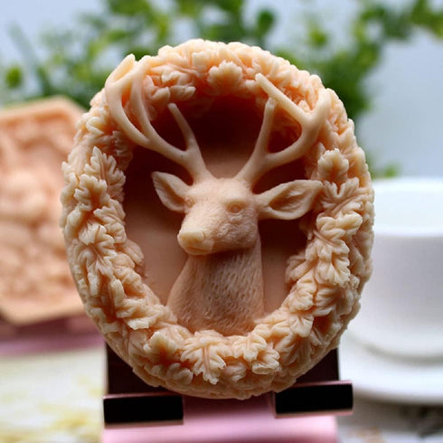 Deer Silicone Animal Soap Mold - Round Shape for Candle and Cake Decoration...