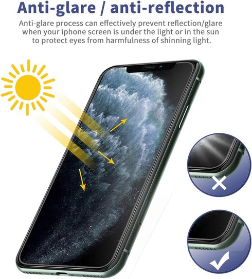 Matte Screen Protector for iPhone 11 Pro/X/Xs Anti Fingerprint&Glare Tempered Glass...