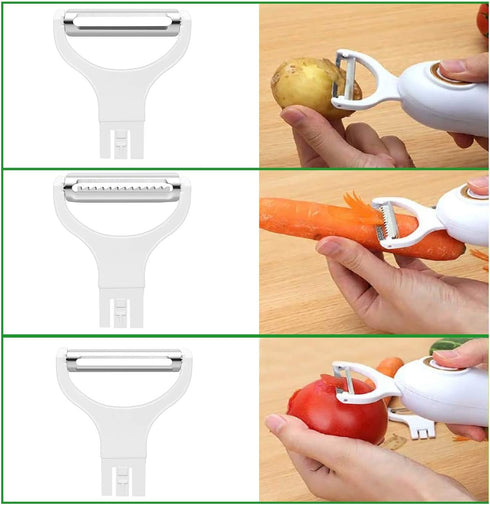 Electric Potato Peeler, Handheld Electric Vegetables and Fruit Peeler 3-in-1 Pro Set, USB Rechargeable Kitchen Gadgets for Apples, Potato, Carrots...