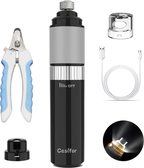 Dog Nail Grinder 10h Working Time Powerful Professional Quiet Electric Pet Nail Trimmer Stepless Speed Regulation Painless Nail File for Large Med...