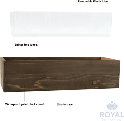 Royal Imports Wooden Flower Pot Planter, Decorative Wood Vase with plastic liner, Toilet Tank Tissue Paper Storage Basket for Bathroom Countertop ...