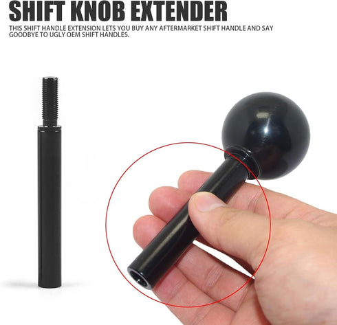 1 PC Car Gear Knob Extender, M12 x 1.25 4" High Strength Alloy Modified Shift Knob Extender, Threaded Mounting Decorative Replacement Accessory, C...